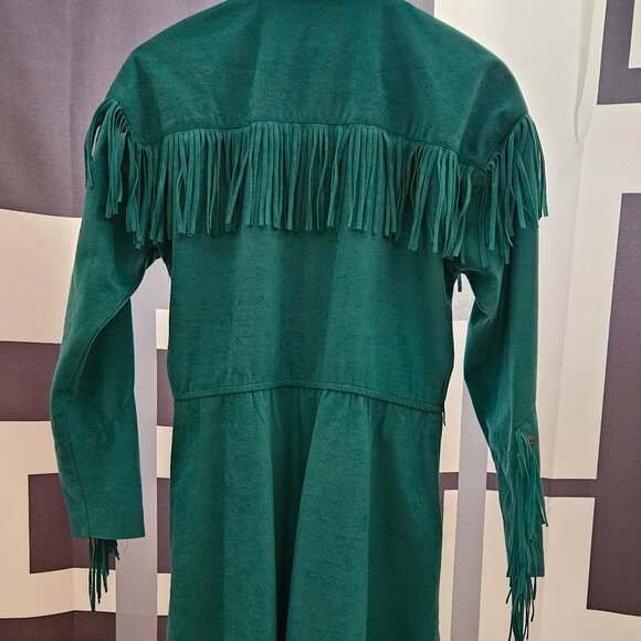 Vintage Cowgirl Dress in Fringed Turquoise Ultrasuede - Picture 6 of 8